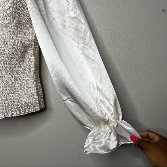 Marc New York Women Top Satin Regency Puff Sleeve Smock Victorian Edwardian - Picture 9 of 9